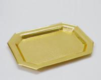 Plateau de service rectangulaire luxueux en aluminium plaqué or à 8 coins, pour mariage, maison, hôtel et fête, plats décoratifs