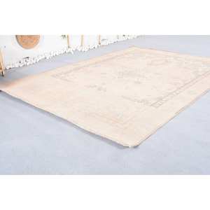 Alfombra turca vintage de 6,2x8,8 pies, respaldo de látex de lana Beige, estilo Tabriz, patrón abstracto, diseño de pasillo Rectangular para entrada - Product Image 3