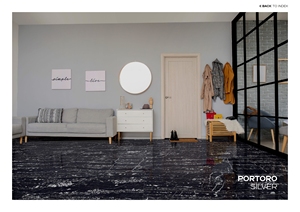 Azulejos de Porcelana de Alto Brillo de 600x1200 mm PORTORO SILVER - Diseño Europeo Moderno para Interiores, Resistentes al Desgaste y Antideslizantes - Product Image 3