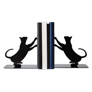 Cao Bán Thể Loại Hiện Đại Màu Đen Tráng Mèo Hình Dạng Sắt Bookends/Cuốn Sách Đứng Màu Đen Hoàn Thiện Hình Dạng Động Vật Trang Trí Nội Thất