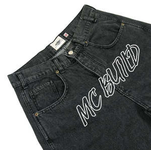 กางเกงขาสั้นผ้ายีนส์ทรงหลวมสำหรับผู้ชายเอวสูงพิมพ์ลายแนวสตรีทแบบวินเทจ - Product Image 6