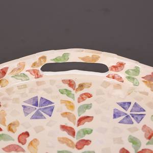 Plateau de service rond en nacre écologique avec motif floral coloré en rotin, fournisseur en gros pour la décoration de table basse de luxe - Product Image 4