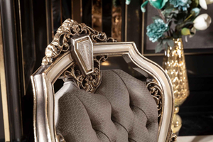 <b>High</b>-End European Classic Accent <b>Chair</b> Featuring Ornate Gold-Finish Floral Carvings and Elegant Tufted Backrest - Product Image 4