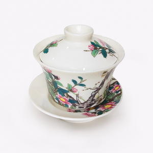 Taza de Té Gaiwan de Porcelana Fina Shin Tai Yuan con Tapa y Bandeja, Diseño Tradicional Chino de Flor de Primavera, Hecho en Taiwán, Apto para Lavavajillas - Product Image 1