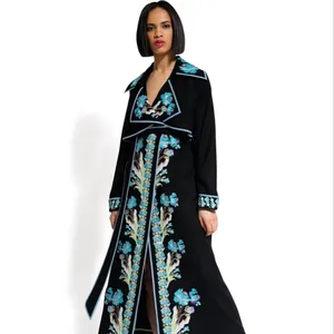 Nuevo Vestido Midi Elegante y Moderno, 100% Algodón Ecológico, Tejido Negro con Bordado de Cielo y Lazos, Vestido Casual para Mujer - Product Image 1