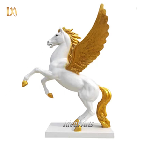 Statue de cheval moderne en fibre de verre animal blanc Pégase <span class=keywords><strong>sculpture</strong></span> de cheval en résine grandeur nature à vendre