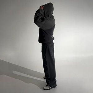 Ensemble de survêtement en coton 100% surdimensionné pour l'hiver, 480 g/m² |   Sweat-shirt ample et court personnalisé, pantalon de survêtement |   Poche unisexe anti-boulochage - Product Image 4