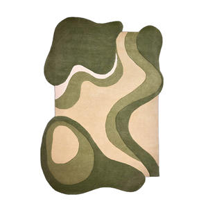Alfombra de lana abstracta moderna, alfombra Irregular Multicolor hecha a mano de lujo para sala de estar y dormitorio, decoración de interiores, regalo de Navidad - Product Image 4