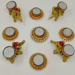 Alfombrilla de Rangoli multicolor vibrante para portavelas diseño indio tradicional para centros de mesa de boda Diwali decoraciones de mesa - Product Image 4