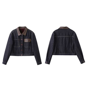Veste en jean personnalisée OEM pour femmes Veste en jean à revers de haute qualité Veste en jean épaissi à la mode avec sortie d'usine - Product Image 1