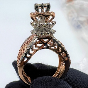 Élégante bague de fiançailles luxueuse en or massif 14K et 18K avec de vrais diamants naturels, taille ronde et brillante, certifiée par un tiers - Product Image 5