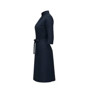 Uniforme de hostelería azul marino con cinturón y mangas 3/4 - Product Image 5