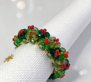 Tutoriel de perles de rond de serviette de Noël, motif de perles, ilex, ronds de serviette de houx, cadeau de Noël - Product Image 2