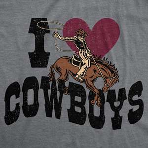 T-shirt pour femme I Heart Cowboys, taille XS-5XL, coton respirant, coupe décontractée sexy, coupe ample, motif 3D, jersey court d'été - Product Image 2