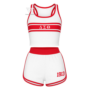 Delta grec | Sigma | Theta DST Sorority Clothing prêt à expédier Ensemble de sport 2 pièces pour femme: débardeur avec short - Product Image 1