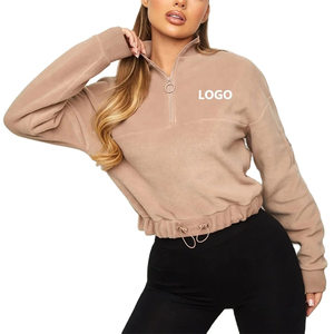 Sudadera sólida con media cremallera OEM/ODM para mujer, estampado de logotipo personalizado, ropa de calle transpirable ligera, estilo Jersey - Product Image 1