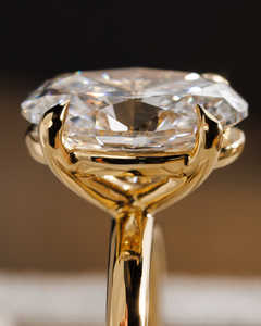 Brillant ovale coupe laboratoire cultivé diamant Halo Solitaire anneaux Premium anneaux de mariage à la mode 18K or massif anneaux personnalisés - Product Image 2