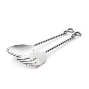 Serveur à salade de luxe en argent avec finition miroir, poignée en brindilles, design personnalisé, grande taille, utilisation dans les restaurants, couverts royaux - Product Image 5