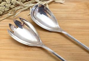 Servidor de ensalada de acero inoxidable plateado Simple, herramientas de ensalada para catering doméstico y suministro de eventos al por mayor de La India - Product Image 4