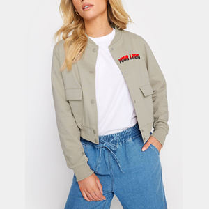 Precio al por mayor en blanco Varsity señoras Chaquetas Nueva moda de invierno Varsity Jacket Custom Logo recortada mujer Varsity chaqueta - Product Image 1