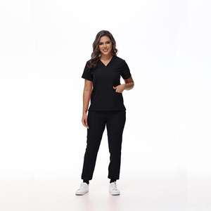 Tenues médicales en denim unisexe, ensemble de vêtements d'infirmière, chemise à col en V, pantalon, ensemble deux pièces, haute qualité - Product Image 1