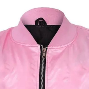 2025 surdimensionné hommes Satin Bomber veste col montant avant Logo vente en ligne Polyester Satin veste d'hiver - Product Image 3