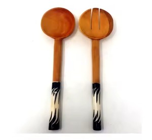 Acacia Wood Salad <b>Server</b> Set Stylish & Durable Handmade Eco-Friendly Dishwasher Safe Custom Color - Product Image 4