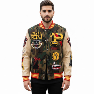 Veste universitaire unisexe avec logo brodé personnalisé, broderie et veste en cuir PU 100% de haute qualité pour un style décontracté ou streetwear - Product Image 5