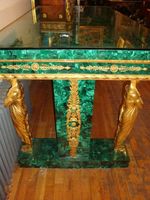 Hochwertiger Malachit-Couchtisch mit 24-Karat-Goldplattierung, Verstellbares Modernes Design für Wohnzimmer und Heimdekoration