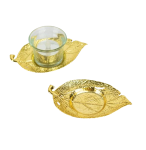 Portavelas de hoja de aluminio fundido, portavelas clásico de hoja de oro, portavelas decorativo para el hogar, boda, Festival, candelita decorativa - Product Image 1