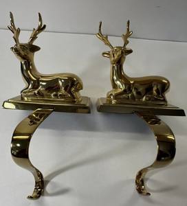 Support de bas de renne en laiton massif vintage crochet de cheminée de noël finition or lourd décoration de cintre de manteau de cheminée en métal - Product Image 4