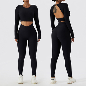 2024 conjunto de entrenamiento de gimnasio suave sin costuras de etiqueta privada para mujer, 2 uds., Yoga acanalado, Fitness, cintura elástica, Yoga elástico sin costuras - Product Image 6
