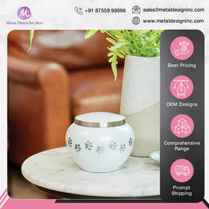 Diseño personalizado de alta calidad de color blanco plata hermosas urnas de cremación de aluminio para mantener las cenizas conmemorativas de la mascota de la India - Product Image 5