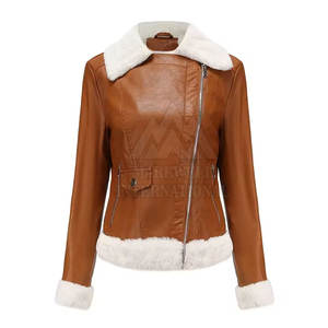 Gran oferta, chaqueta de cuero genuino a la moda para mujer, chaqueta de moda con diseño de cremalleras para mujer, hecha en Pakistán - Product Image 3