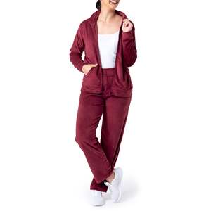 Conjunto de Chándal de Terciopelo Personalizado para Mujer, Venta al por Mayor, Dos Piezas Lisas, Sudadera con Capucha y Pantalones Deportivos, Traje Deportivo Suave de Invierno para Mujer - Product Image 3