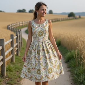 ชุดเดรสชายหาดพิมพ์ลายโบฮีเมียนสำหรับผู้หญิง, ชุดเดรสลำลองแขนกุดฤดูร้อนชุดใส่วันหยุดน้ำหนักเบาและมีสไตล์ - Product Image 5