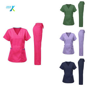 Juego de uniformes médicos para mujer, respetuoso con el medio ambiente, elástico, ultrasuave, uniforme, bolsillo en contraste, Color personalizado, enfermera, Doctor, Hospital - Product Image 1