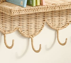 Estante de pared de arcoíris de ratán de diseño clásico con ganchos, estante colgante de pared de ratán para niños, almacenamiento para habitación de niños y organizador colgante - Product Image 4