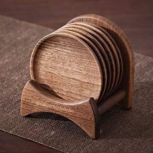 Dessous de verre carrés en bois de manguier gravés avec logo personnalisé Tapis et tampons carrés en bois au design personnalisé - Product Image 4