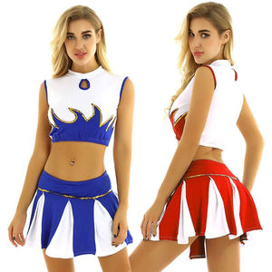 Mejor precio profesional sin mangas animadora Crop Top Mini uniforme Set Neckless Cheer Leading Crop Top uniformes - Product Image 1