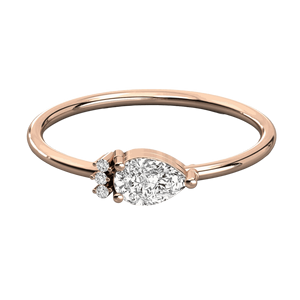 แหวนแต่งงานเพชรทรงกลมและทรงลูกแพร์น้ำหนักเบา - Product Image 5