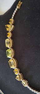 925 zafiro amarillo plateado con moissanita redonda chapada en oro | Pulsera de tenis de moissanita de una sola línea | Pulsera de piedras preciosas - Product Image 6