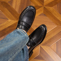 Mocassins décontractés en daim de vache véritable style britannique pour homme, à bout rond, à enfiler, chaussures de conduite tendance pour homme