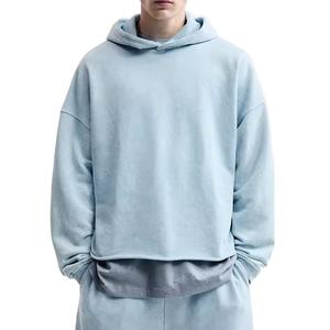 Men's Oversized Heavyweight Fleece Hoodie Casual Streetwear Pullover Heavyweight Fabric 100% Cotton No <b>String</b> Hoodie For Men - Product Image 3
