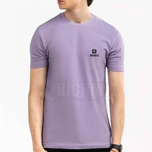 T-shirts pour hommes de couleur violette, simples et unis, vente en gros, service OEM, chemises sur mesure à vendre, faible MOQ, t-shirt unisexe à vendre - Product Image 3