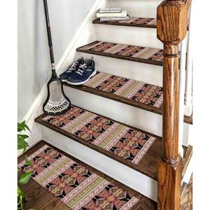 Printed Rug: Pink Rug, Green Rug, Boho Rug, Kilim Design Rug,Step Rug - Product Image 3