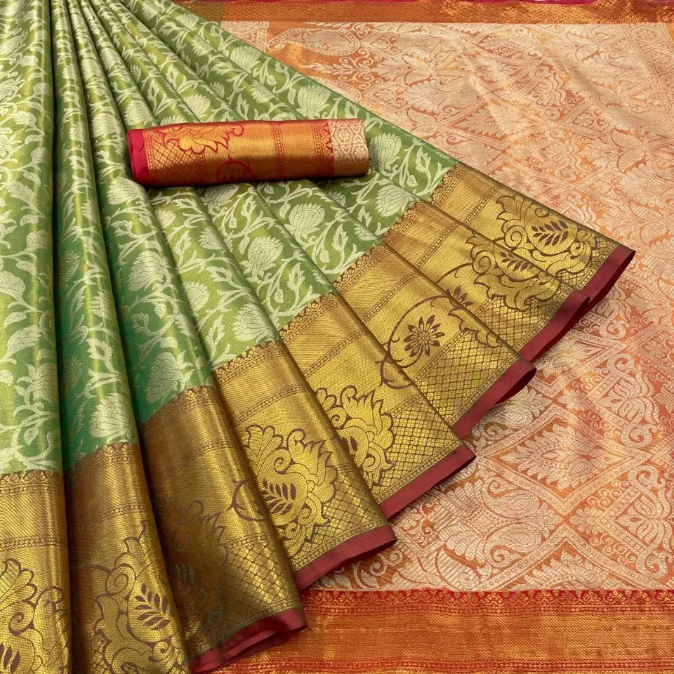 ساري نسائي جديد من FULPARI ساري للعمل والحفلات قماش ساري تراثي هندي: بناراسي بطول 6.3 متر من الحرير