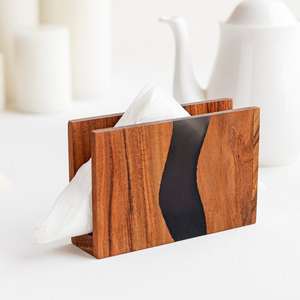 Porte-serviettes en bois et résine de qualité supérieure, accessoire de table à manger artisanal, élégant support à mouchoirs pour une décoration de table de luxe - Product Image 2