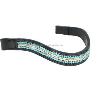 Banda para la frente de caballo de cuero genuino cómoda y ligera, cristales acolchados suaves, banda decorativa para la frente de cuero para caballo, todos los tamaños - Product Image 3