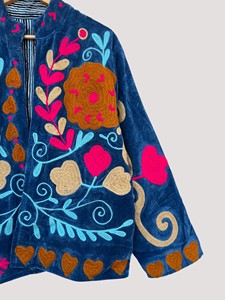Blouson bomber brodé à la main avec motif palmier au coucher du soleil, col mandarin, manches longues, style été pour adulte - Product Image 4